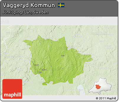 Physical 3D Map of Vaggeryd Kommun, lighten