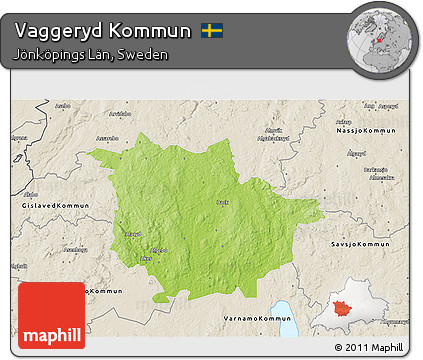 Physical 3D Map of Vaggeryd Kommun, shaded relief outside