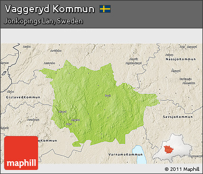 Physical 3D Map of Vaggeryd Kommun, shaded relief outside