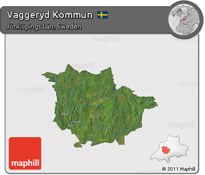 Satellite 3D Map of Vaggeryd Kommun, cropped outside
