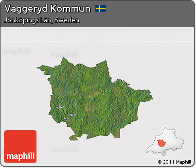 Satellite 3D Map of Vaggeryd Kommun, cropped outside