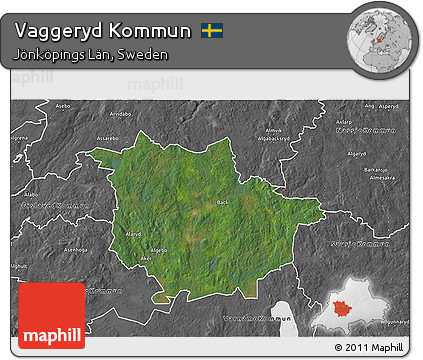 Satellite 3D Map of Vaggeryd Kommun, desaturated
