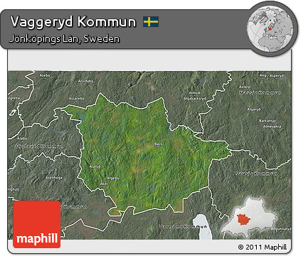 Satellite 3D Map of Vaggeryd Kommun, semi-desaturated