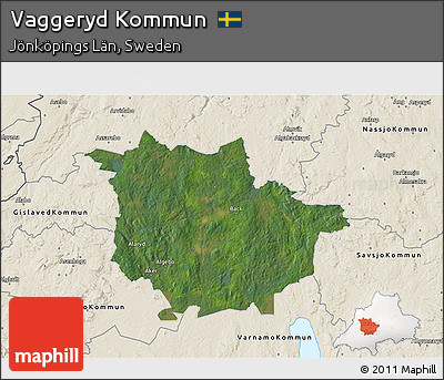 Satellite 3D Map of Vaggeryd Kommun, shaded relief outside