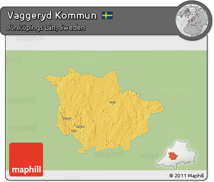 Savanna Style 3D Map of Vaggeryd Kommun, single color outside