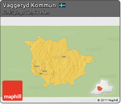 Savanna Style 3D Map of Vaggeryd Kommun, single color outside
