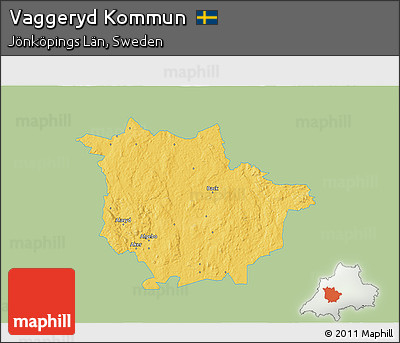 Savanna Style 3D Map of Vaggeryd Kommun, single color outside