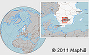 Gray Location Map of Vaggeryd Kommun, highlighted country, highlighted parent region, hill shading