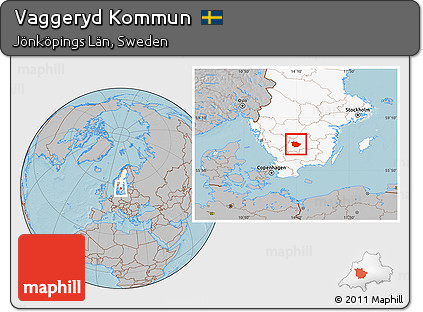 Gray Location Map of Vaggeryd Kommun, highlighted country, hill shading