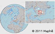 Gray Location Map of Vaggeryd Kommun, highlighted parent region, hill shading