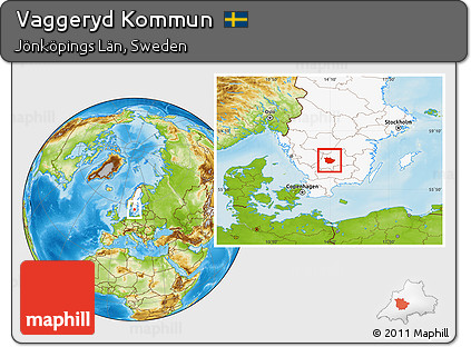 Physical Location Map of Vaggeryd Kommun, highlighted country
