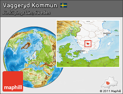 Physical Location Map of Vaggeryd Kommun, highlighted country