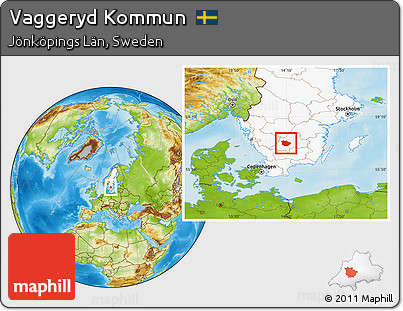 Physical Location Map of Vaggeryd Kommun, highlighted country
