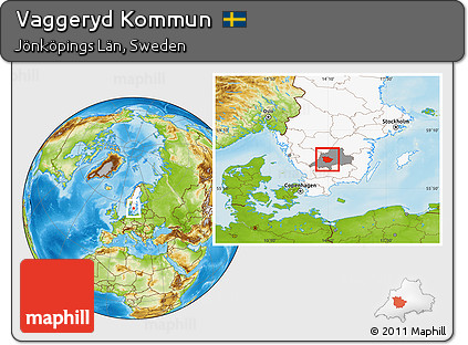 Physical Location Map of Vaggeryd Kommun, highlighted country, highlighted parent region