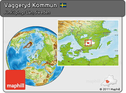Physical Location Map of Vaggeryd Kommun, highlighted parent region