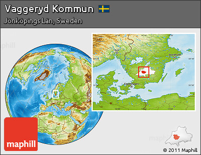 Physical Location Map of Vaggeryd Kommun, highlighted parent region