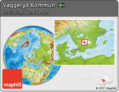 Physical Location Map of Vaggeryd Kommun, highlighted parent region