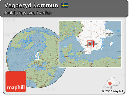 Savanna Style Location Map of Vaggeryd Kommun, highlighted country, highlighted parent region, hill shading