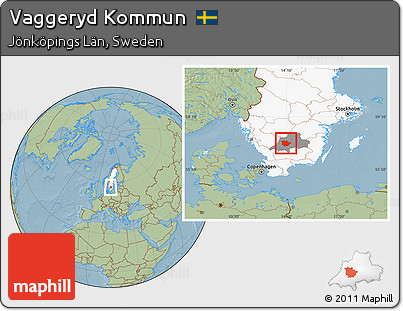 Savanna Style Location Map of Vaggeryd Kommun, highlighted country, highlighted parent region, hill shading