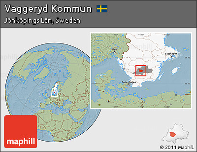 Savanna Style Location Map of Vaggeryd Kommun, highlighted country, highlighted parent region, hill shading