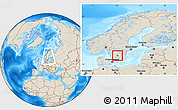 Shaded Relief Location Map of Vaggeryd Kommun, within the entire country