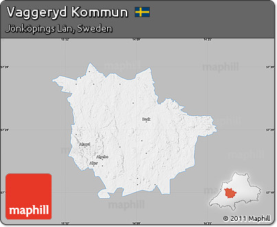 Gray Map of Vaggeryd Kommun, single color outside