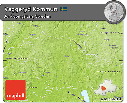 Physical Map of Vaggeryd Kommun