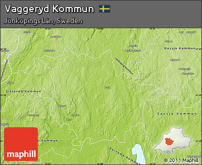 Physical Map of Vaggeryd Kommun