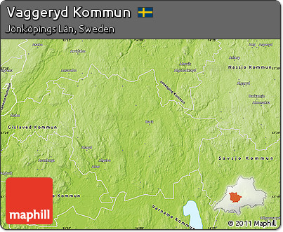Physical Map of Vaggeryd Kommun