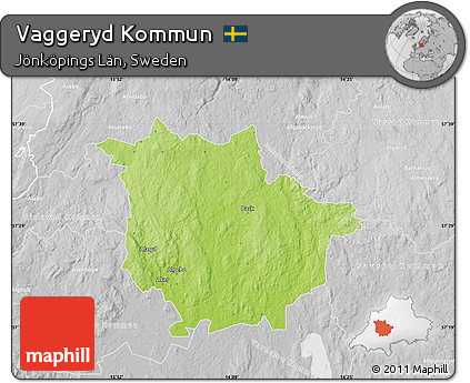 Physical Map of Vaggeryd Kommun, lighten, desaturated
