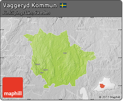 Physical Map of Vaggeryd Kommun, lighten, desaturated