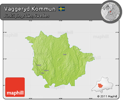 Physical Map of Vaggeryd Kommun, single color outside