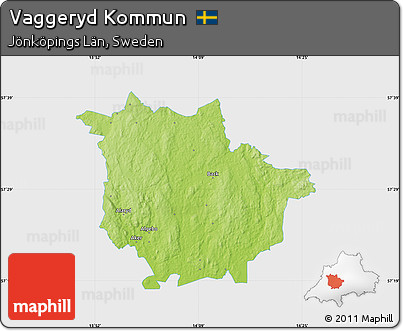Physical Map of Vaggeryd Kommun, single color outside