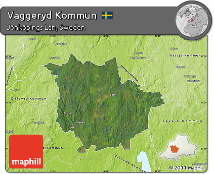 Satellite Map of Vaggeryd Kommun, physical outside