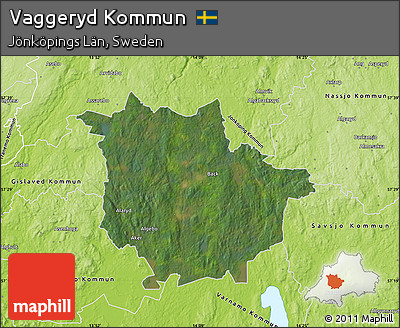 Satellite Map of Vaggeryd Kommun, physical outside