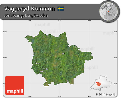 Satellite Map of Vaggeryd Kommun, single color outside