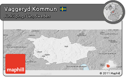Gray Panoramic Map of Vaggeryd Kommun