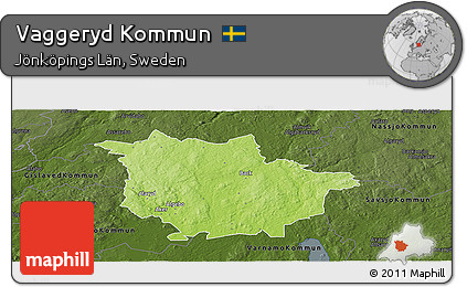 Physical Panoramic Map of Vaggeryd Kommun, darken