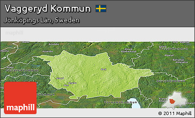 Physical Panoramic Map of Vaggeryd Kommun, satellite outside