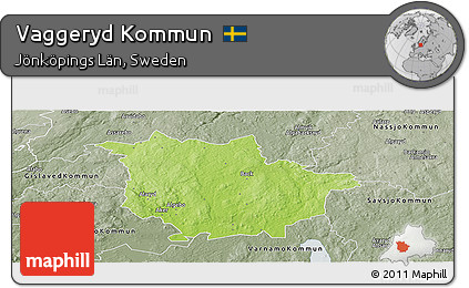 Physical Panoramic Map of Vaggeryd Kommun, semi-desaturated