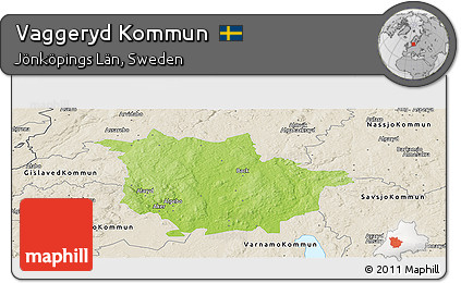 Physical Panoramic Map of Vaggeryd Kommun, shaded relief outside