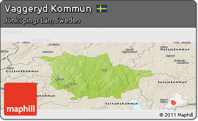 Physical Panoramic Map of Vaggeryd Kommun, shaded relief outside