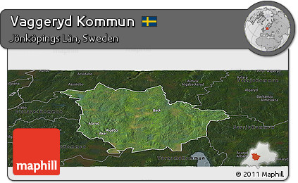 Satellite Panoramic Map of Vaggeryd Kommun, darken
