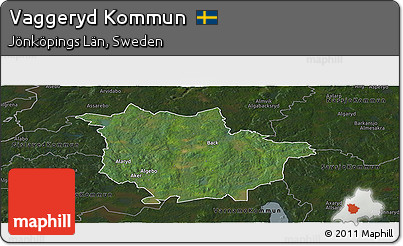 Satellite Panoramic Map of Vaggeryd Kommun, darken