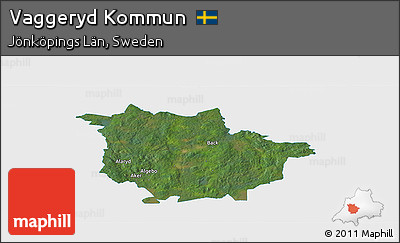 Satellite Panoramic Map of Vaggeryd Kommun, single color outside