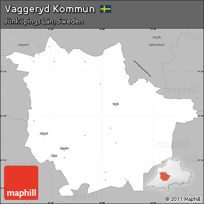 Gray Simple Map of Vaggeryd Kommun