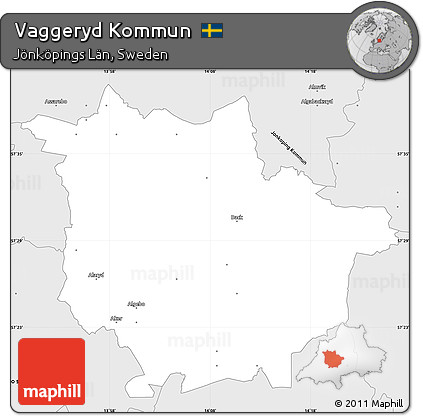 Silver Style Simple Map of Vaggeryd Kommun