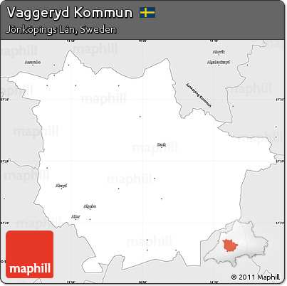 Silver Style Simple Map of Vaggeryd Kommun