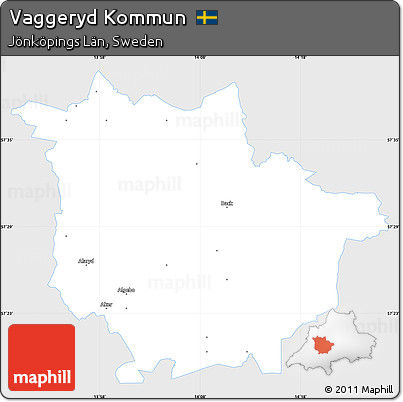 Silver Style Simple Map of Vaggeryd Kommun, single color outside