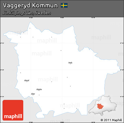 Silver Style Simple Map of Vaggeryd Kommun, single color outside